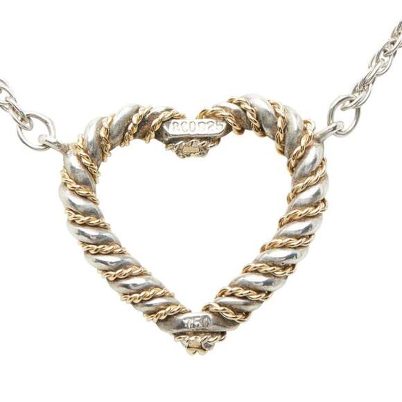 Tiffany & Co. Twist Heart Necklace, Silver Gold (SV925), 18K Yellow Combinati...